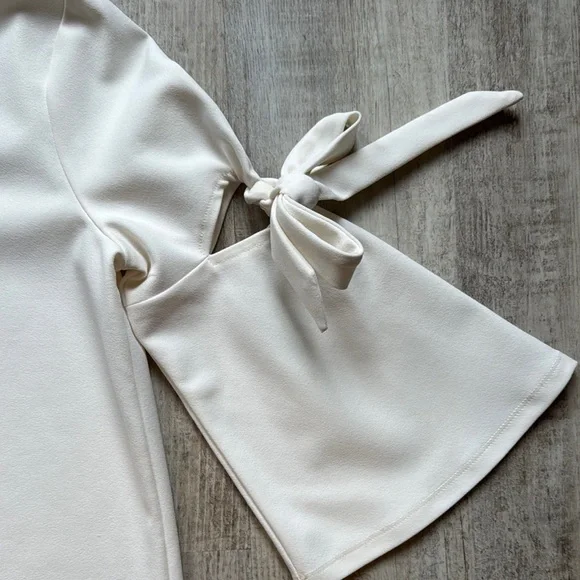 Ann Taylor White Bell Sleeve Blouse with Tie on sleeves - Picture 5 of 5